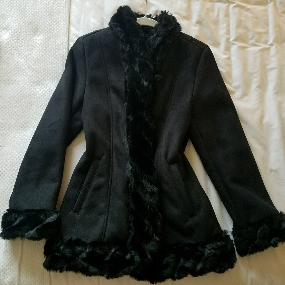 Beautiful heavy suede and fur coat.
